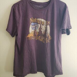 Fifth Sun Purple Nature is Magic Graphic T-shirt Medium